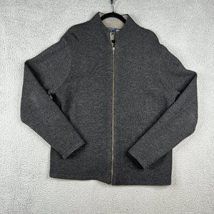 Brooks 346 Sweater Mens Size XL Gray Zip Up 100% Lambswool Mock Neck Heathered